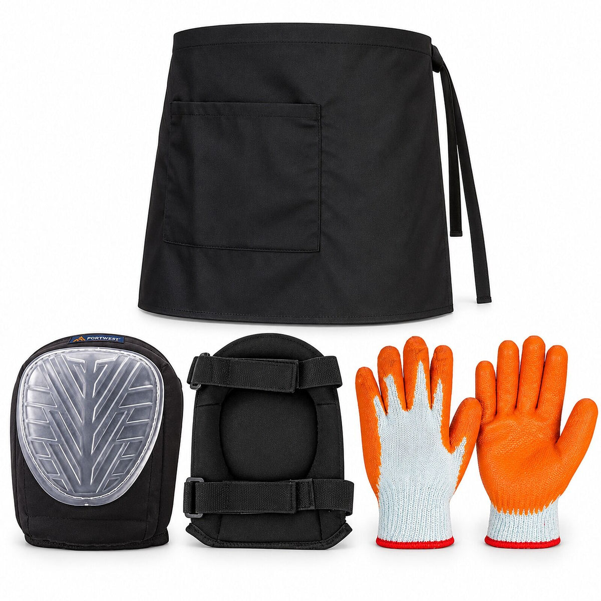 Tiler Work Set - Portwest SuperGel Knee Pads, Work Gloves & Tool Apron
