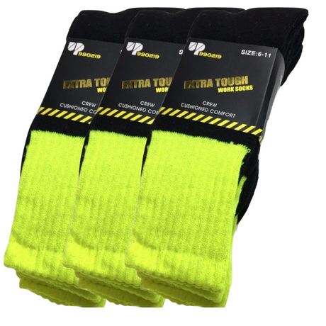 Tradie Workwear Gift Set - 6 Pairs Merino Wool Work Socks + Hi Vis Beanie + 3 Pairs Hi Vis Socks Bundle