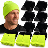 Tradie Workwear Gift Set - 6 Pairs Merino Wool Work Socks + Hi Vis Beanie + 3 Pairs Hi Vis Socks Bundle