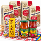 Ukrainian Christmas Food Hamper - Buckwheat/Roshen Barbaris Candy/VERES Eggplant Caviar Spread/Borscht Soup