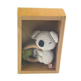 Bocchetta Koala Wooden Baby Teether Ring with Knitted Plush (Beechwood Teething Toy Baby Gift)