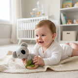Bocchetta Koala Wooden Baby Teether Ring with Knitted Plush (Beechwood Teething Toy Baby Gift)