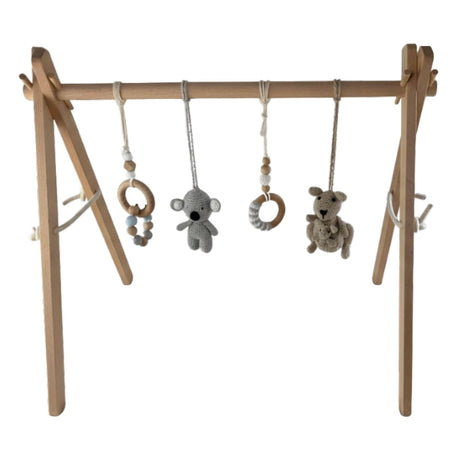 Bocchetta Aussie Animals Wooden Baby Play Gym (Nursery Tummy Time Activity Arch)
