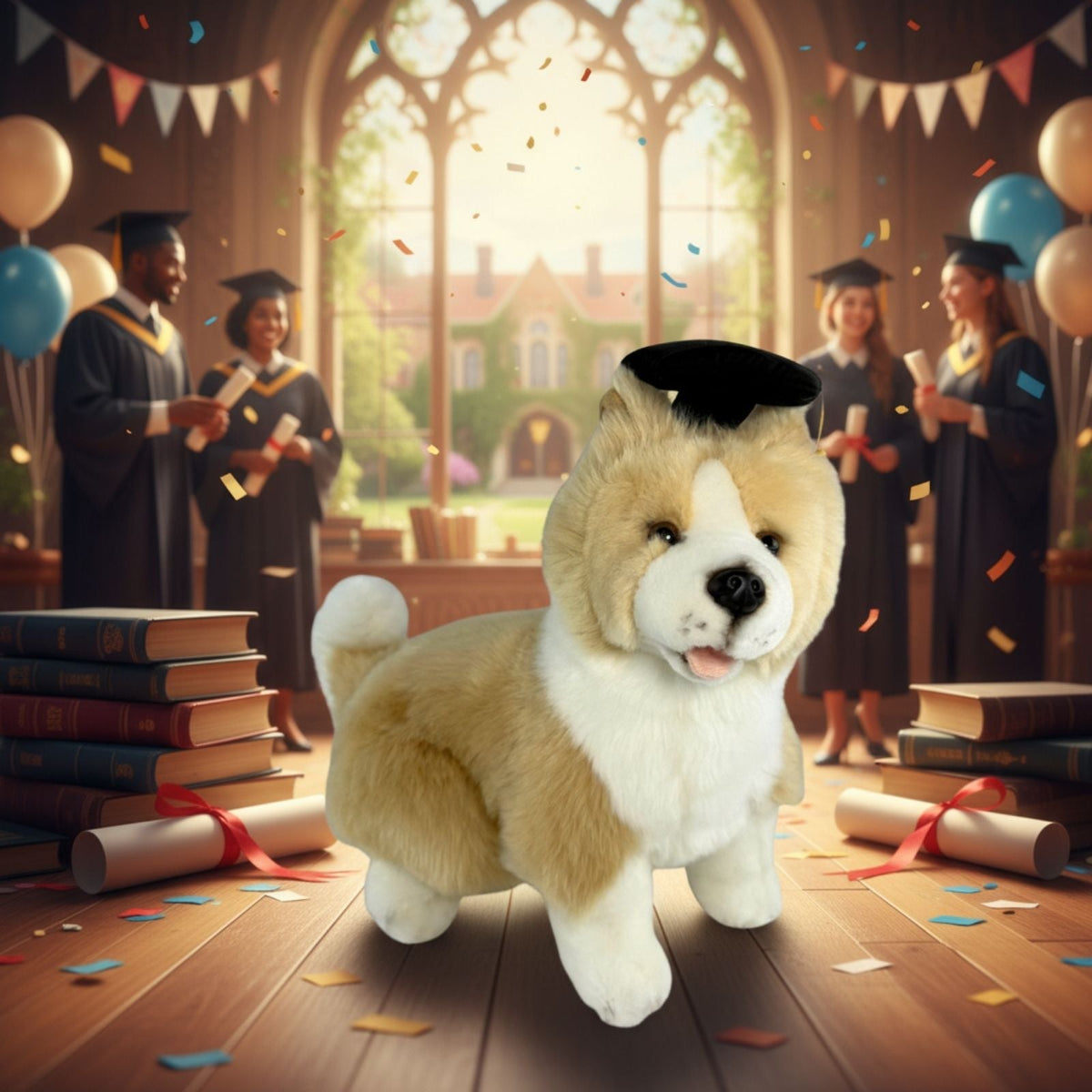 4x Bocchetta Bailey 23cm Graduation Border Collie Plush Toy Bulk Pack (Stuffed Animal Dog Grad Gift)