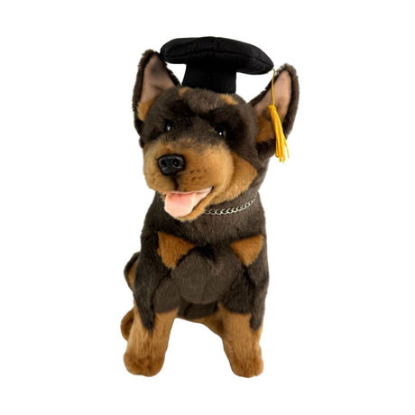 Bocchetta Basil 28cm Graduation Kelpie Plush Toy - Red/Tan (Stuffed Animal Dog Grad Gift)