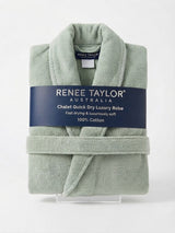 Renee Taylor Chalet Quick Dry Terry Cotton Unisex Bath Robe - Eucalyptus (Shawl Collar)