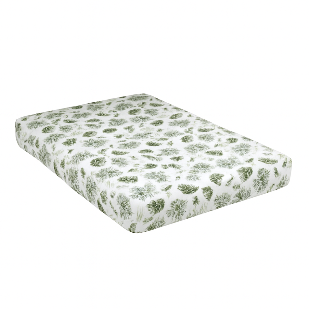 Woodland Fern Single Comforter Set w/ Fitted Sheet & 2 Pillow Covers - Green/White (4 Piece Set)
