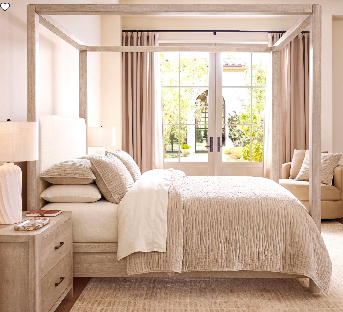 Renee Taylor Blake Velvet Coverlet Set - Nude (Bedspread with Cotton Reverse)