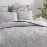 Renee Taylor Bengali Banana Leaf Jacquard Quilt Cover Set - Silver (OEKO-TEX Certified)