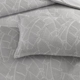 Renee Taylor Bengali Banana Leaf Jacquard Quilt Cover Set - Silver (OEKO-TEX Certified)