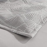Renee Taylor Bengali Banana Leaf Jacquard Quilt Cover Set - Silver (OEKO-TEX Certified)