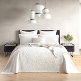 Renee Taylor Berlin Jacquard Coverlet Set - Stone (OEKO-TEX Certified Bedspread)