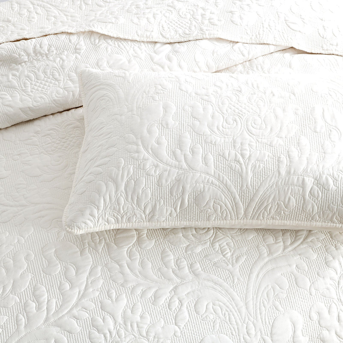 Renee Taylor Berlin Jacquard Coverlet Set - Stone (OEKO-TEX Certified Bedspread)