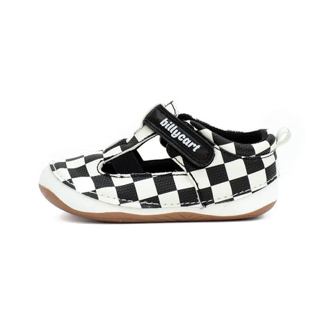 Billycart Racer Kids Wide-Fit First Walker Sandals - Black/White Checkered (Baby & Toddler Shoes)