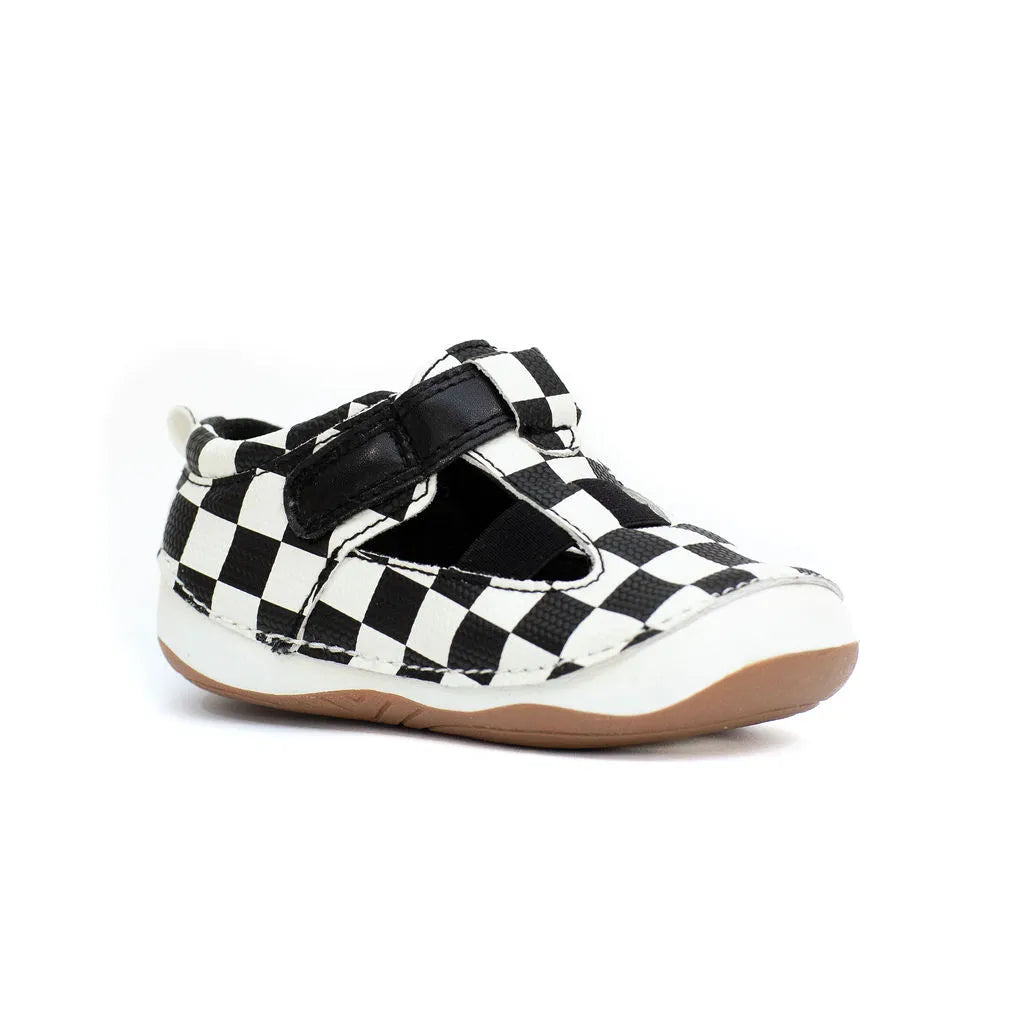 Billycart Racer Kids Wide-Fit First Walker Sandals - Black/White Checkered (Baby & Toddler Shoes)