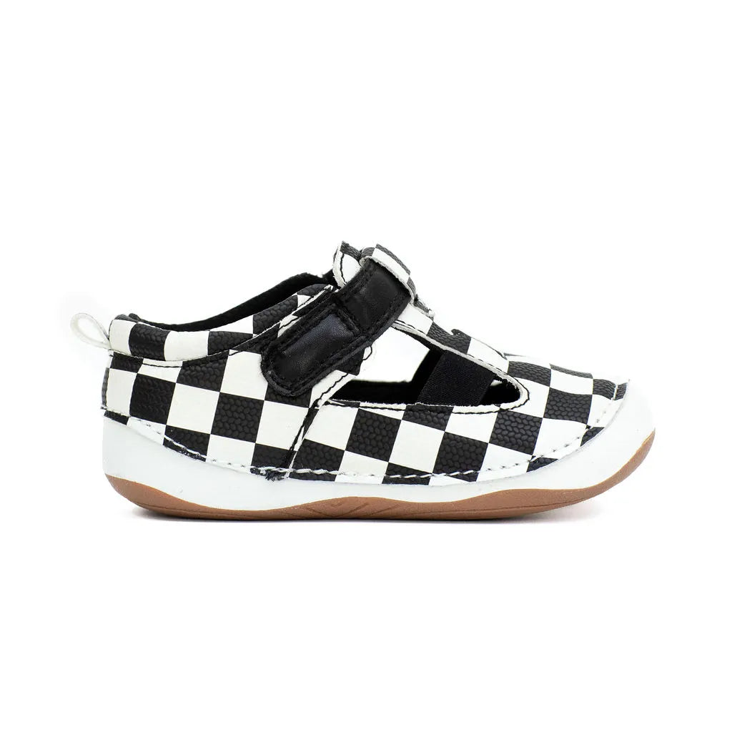 Billycart Racer Kids Wide-Fit First Walker Sandals - Black/White Checkered (Baby & Toddler Shoes)