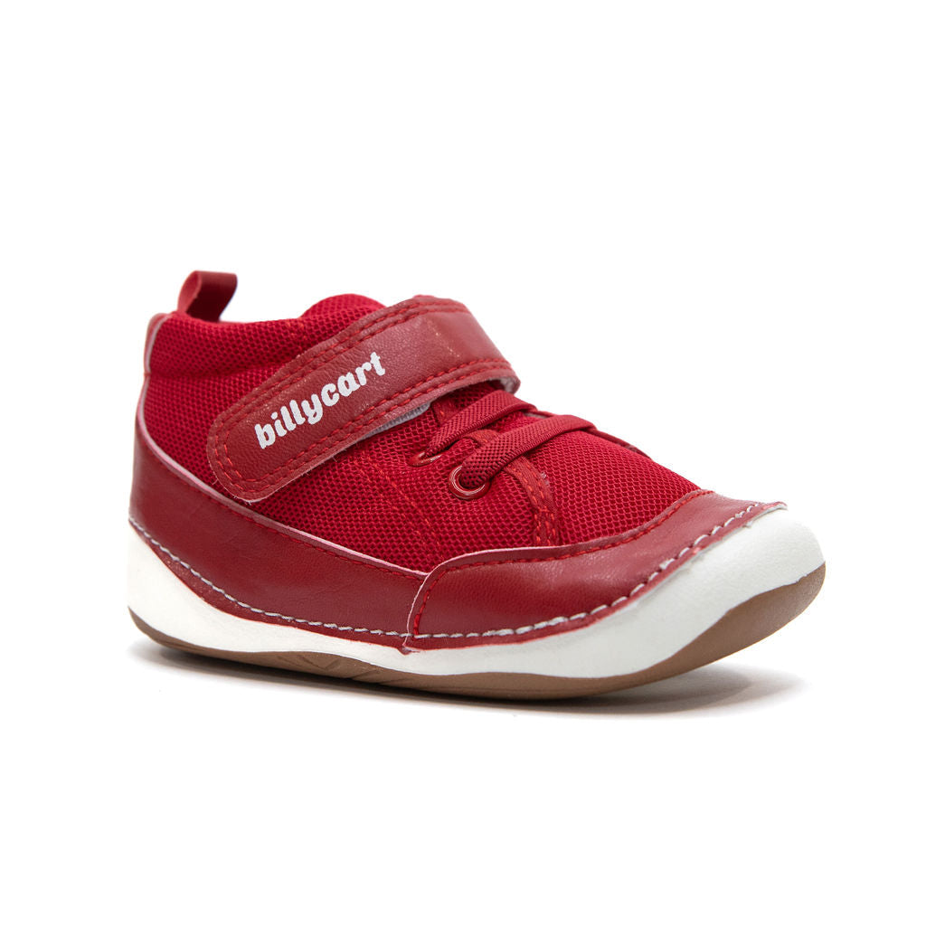 Billycart Chicago Kids Wide-Fit Barefoot First Walker High-Top Sneakers - Red (Baby & Toddler Shoes)