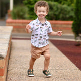 Billycart Forrest Kids Wide-Fit First Walker Sandals - Green/Tan (Baby & Toddler Shoes)