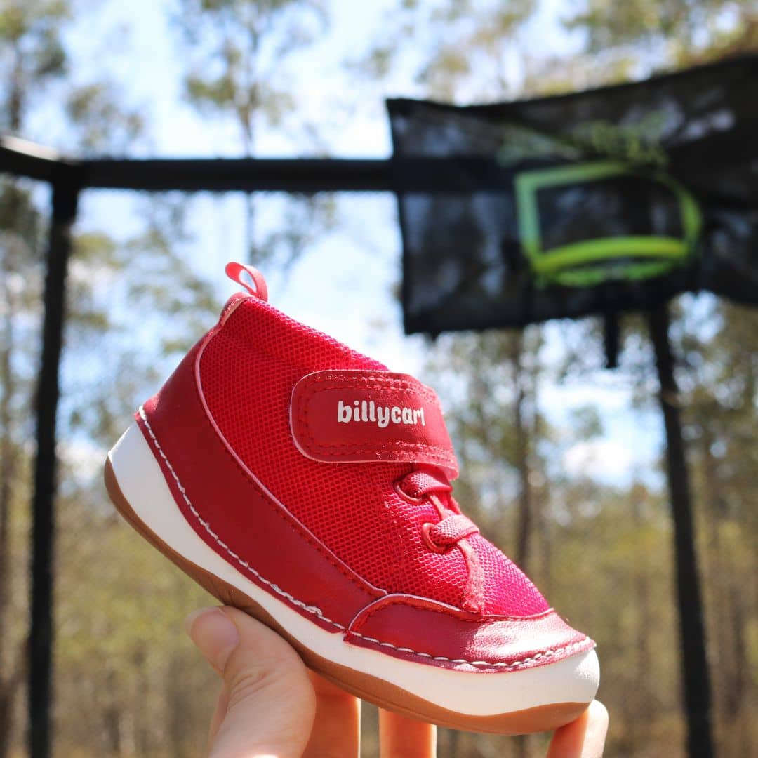 Billycart Chicago Kids Wide-Fit Barefoot First Walker High-Top Sneakers - Red (Baby & Toddler Shoes)