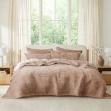 Renee Taylor Blake Velvet Coverlet Set - Wood (Bedspread with Cotton Reverse)