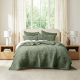 Renee Taylor Blake Velvet Coverlet Set - Military (Bedspread with Cotton Reverse)