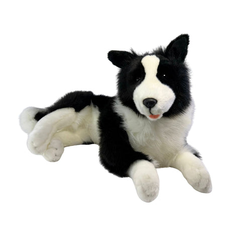 Bocchetta Blitz 62cm Lying Border Collie with Satin Pocket Plush Toy (Realistic Stuffed Animal Dog Gift)