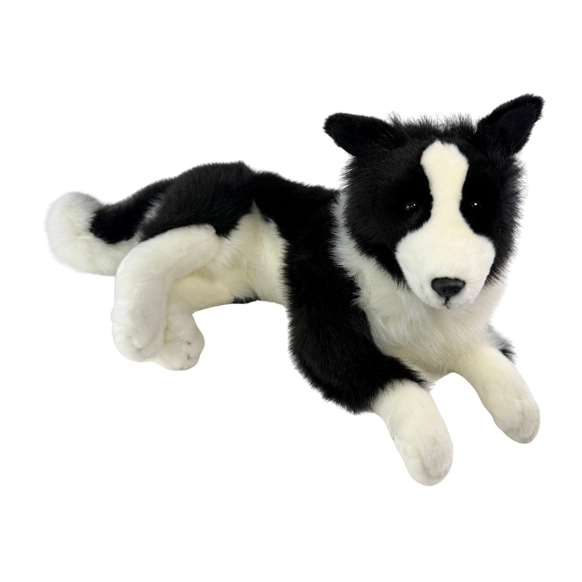 Bocchetta Blitz 62cm Lying Border Collie with Satin Pocket Plush Toy (Realistic Stuffed Animal Dog Gift)