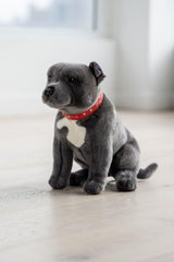 Bocchetta Storm 32cm 2kg Weighted Sitting Staffy Doorstop Plush Toy - Grey (Realistic Stuffed Animal Dog Gift)