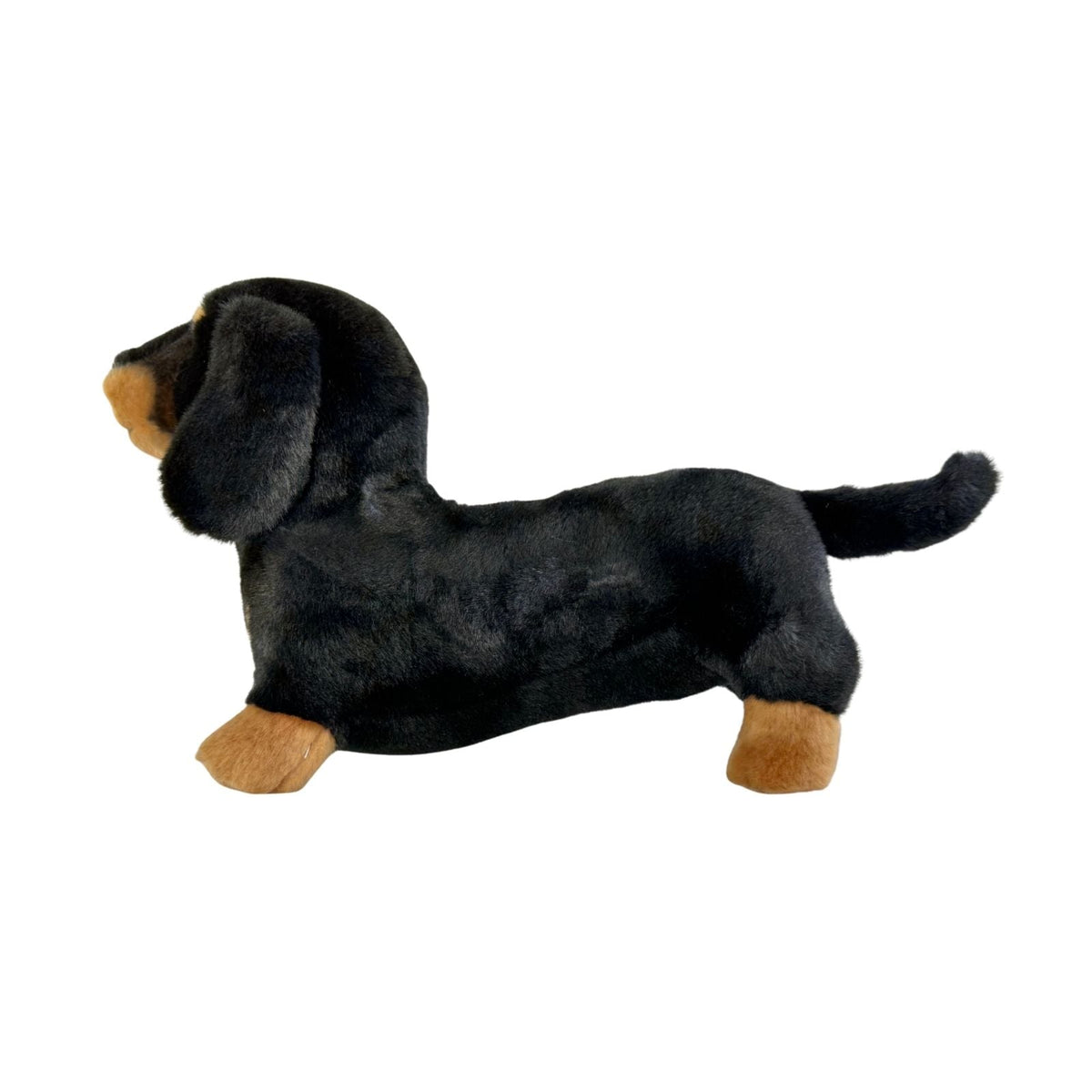 Bocchetta Buddy 36cm Standing Dachshund Plush Toy - Black/Tan (Realistic Stuffed Animal Dog Gift)
