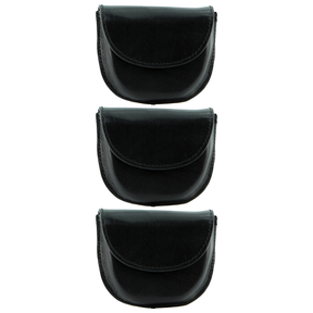 3x Milleni Genuine Leather Coin Purse Wallet Pack - Black (Belt Loop)