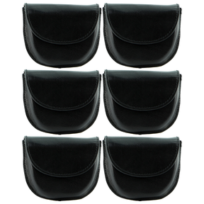 6x Milleni Genuine Leather Coin Purse Wallet Bulk Pack - Black (Belt Loop)