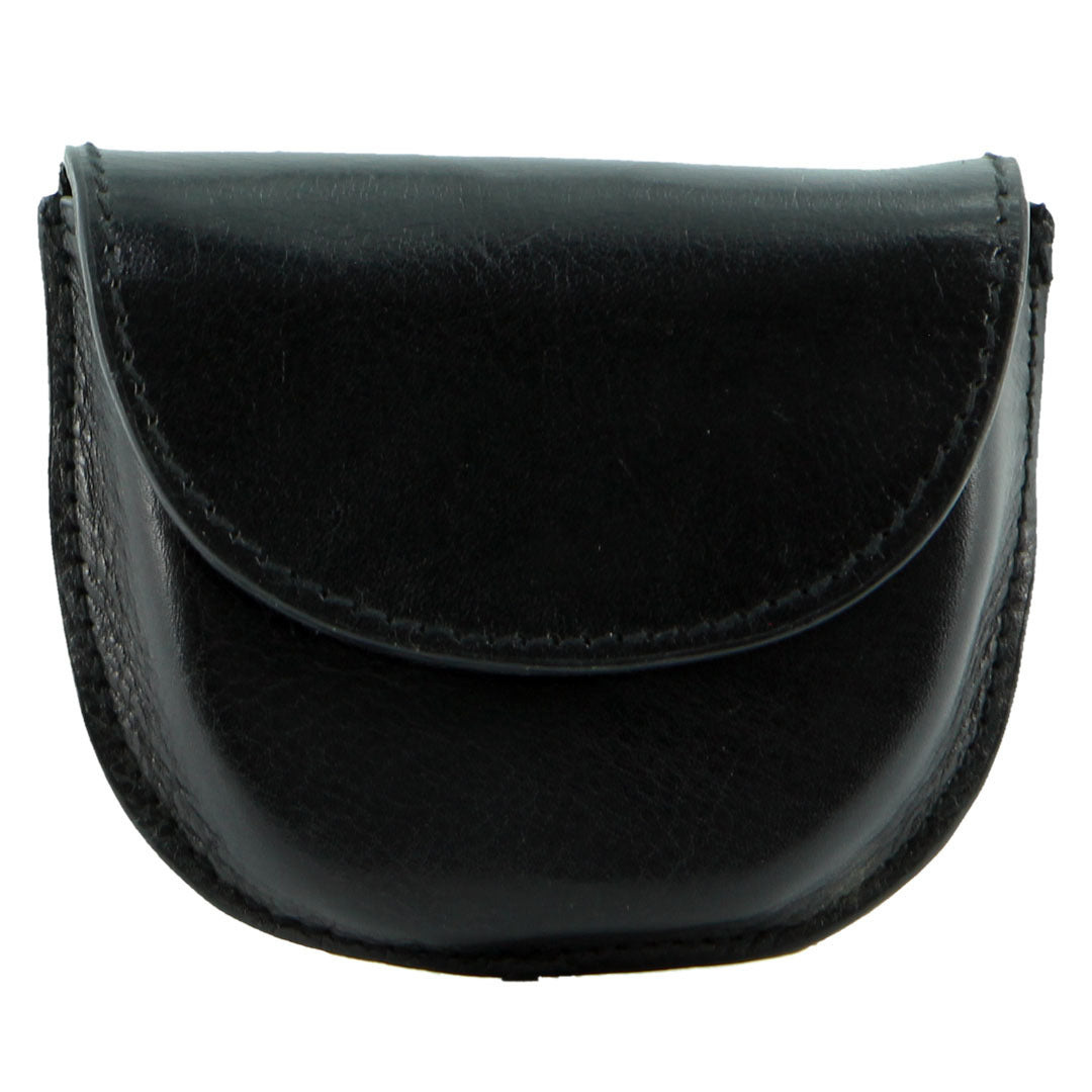 Milleni Genuine Leather Coin Purse Wallet - Black (Belt Loop)