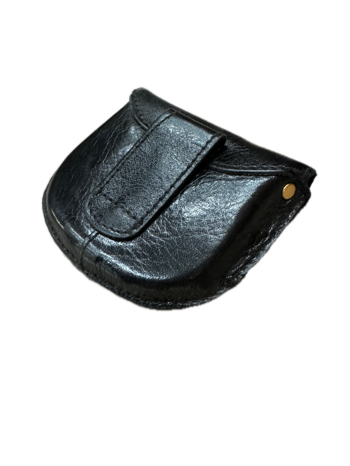 Milleni Genuine Leather Coin Purse Wallet - Black (Belt Loop)