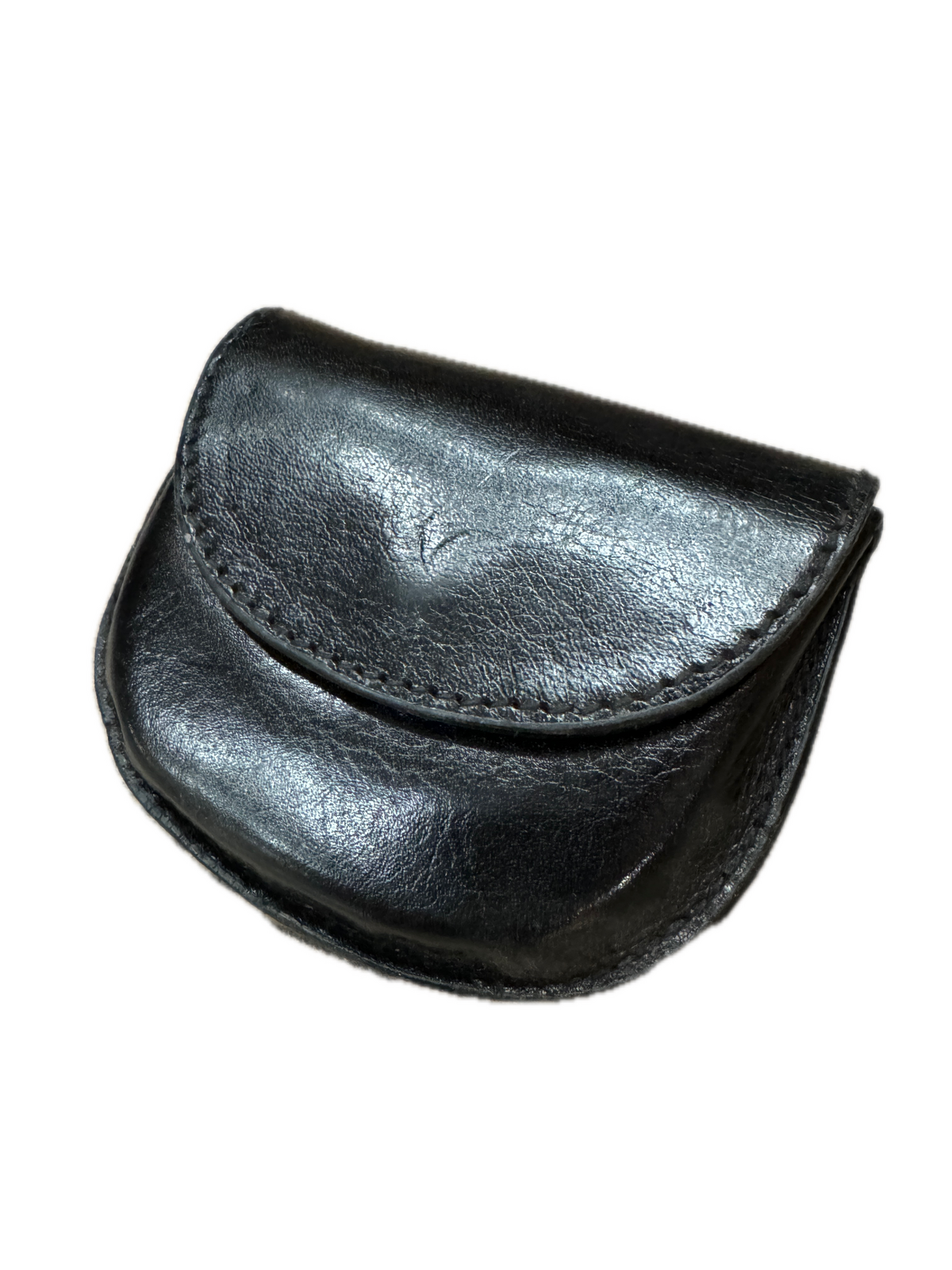 Milleni Genuine Leather Coin Purse Wallet - Black (Belt Loop)