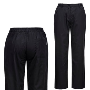 Portwest Rachel Womens Chef Trousers - Black (Ladies Hospitality Workwear Uniform)
