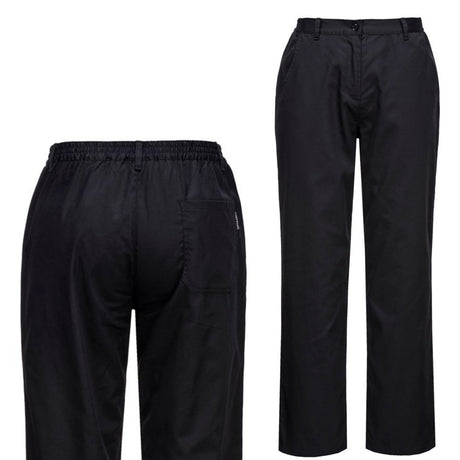 Portwest Womens Rachel Chef Trousers Pants Ladies Hospitality Workwear - Black