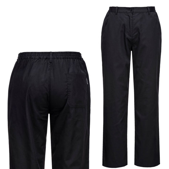 Portwest Rachel Womens Chef Trousers - Black (Ladies Hospitality Workwear Uniform)
