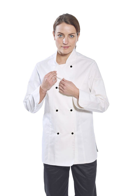 Portwest Rachel Womens Chef Jacket - White (Hospitality Cook MeshAir Uniform)