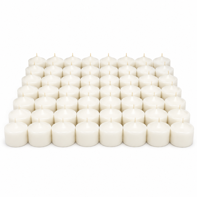 48x 36-Hour White Church Pillar Candles Bulk Pack - Unscented & Lead Free (7.5x7.5cm / 3x3")