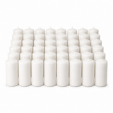 48x 20-Hour White Church Pillar Candles Bulk Pack - Unscented & Lead Free (5x10cm / 2x4")