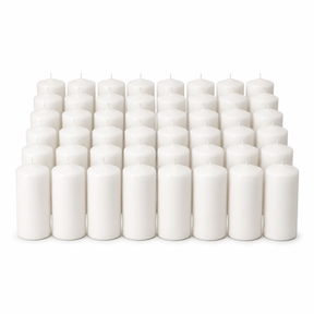 48x 20-Hour White Church Pillar Candles Bulk Pack - Unscented & Lead Free (5x10cm / 2x4")