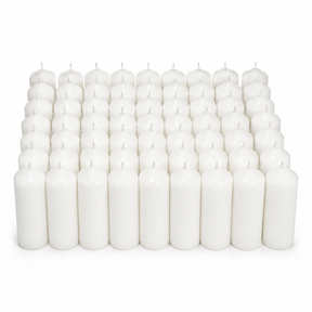 48x 30-Hour White Church Pillar Candles Bulk Pack - Unscented & Lead Free (5x15cm / 2x6")