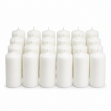 24x 72-Hour White Church Pillar Candles Bulk Pack - Unscented & Lead Free (7.5x15cm / 3x6")