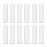 12x 108-Hour White Church Pillar Candles Bulk Pack - Unscented & Lead Free (5x23cm / 2x9")