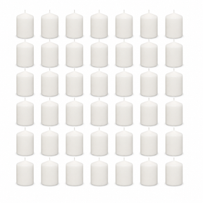 48x 36-Hour White Pillar Candles Bulk Pack - Unscented & Lead Free (7.5x7.5cm / 3x3")