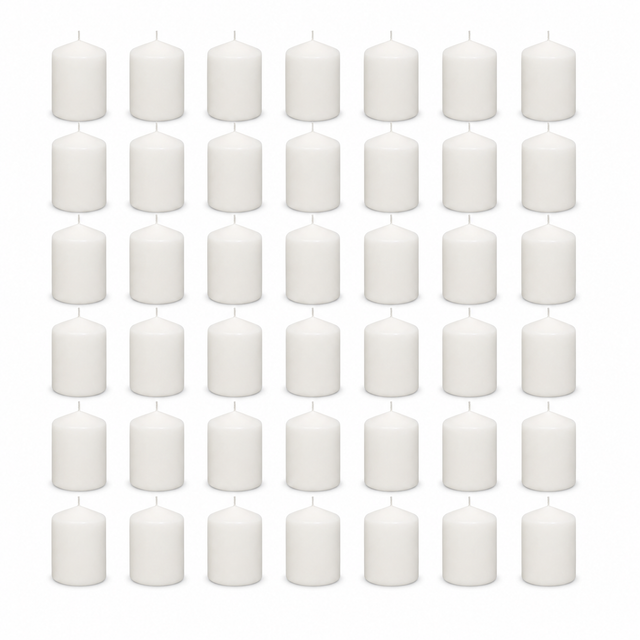 48x 36-Hour White Pillar Candles Bulk Pack - Unscented & Lead Free (7.5x7.5cm / 3x3")