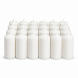 24x 72-Hour White Pillar Candles Bulk Pack - Unscented & Lead Free (7.5x15cm / 3x6")