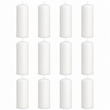 12x 108-Hour White Pillar Candles Bulk Pack - Unscented & Lead Free (7.5x23cm / 3x9")