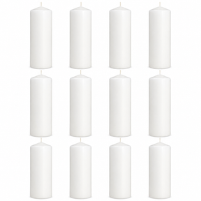 12x 108-Hour White Pillar Candles Bulk Pack - Unscented & Lead Free (7.5x23cm / 3x9")