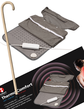 2pc Set 93cm Wooden Walking Stick + Thermo Comfort Heat Pad